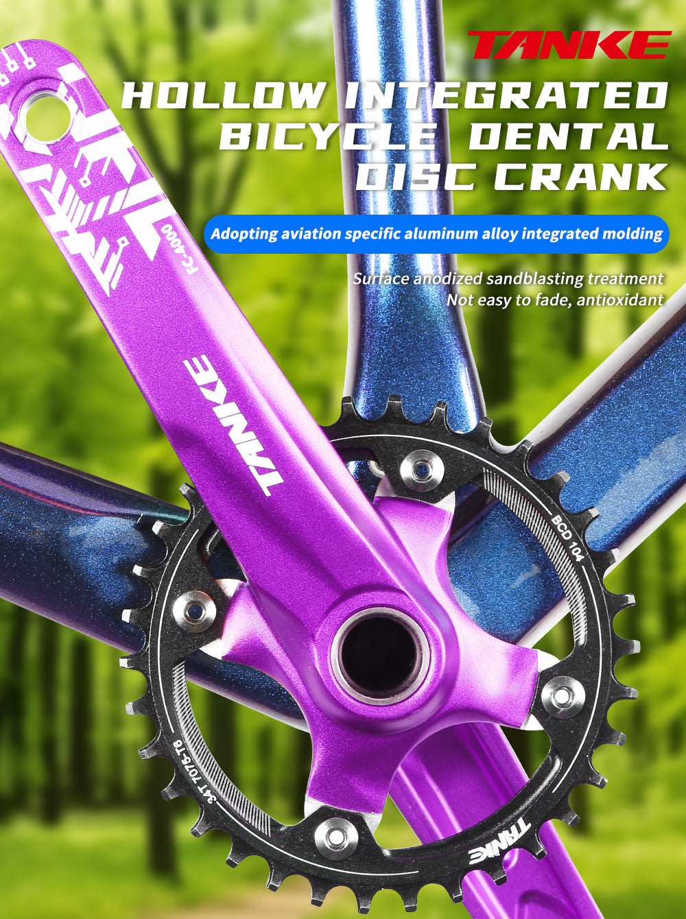 TANKE MTB Kettenblatt Rund Schmal Breit Ultraleicht Mountainbike 32-44T Kurbelgarnitur Zahn Einzelscheibe