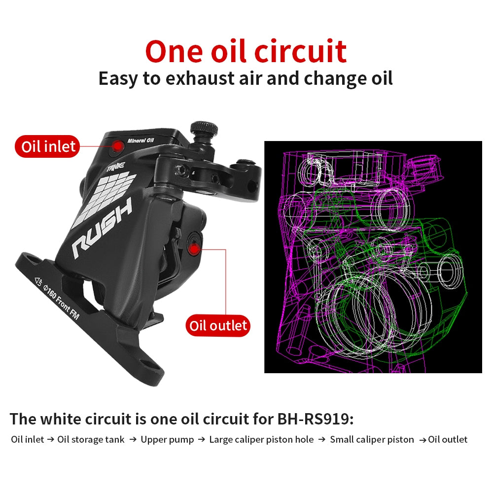 Pinzas de presión de aceite para freno de disco hidráulico TANKE, juego de frenos para bicicleta de carretera RUSH, delanteras y traseras, 160 mm, para scooter y bicicleta