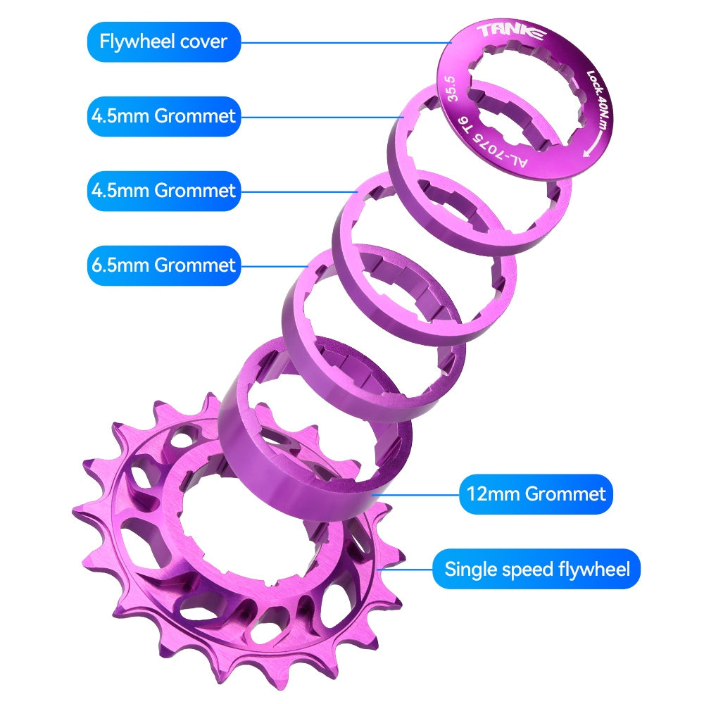 Kit de volante de inercia de una sola velocidad TANKE 18T, aluminio 7075 CNC, dientes de volante para bicicleta de montaña/carretera