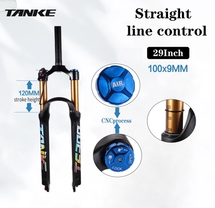 Horquilla de bicicleta de montaña TANKE de aleación de magnesio con suspensión neumática de 27,5/29 pulgadas, 32