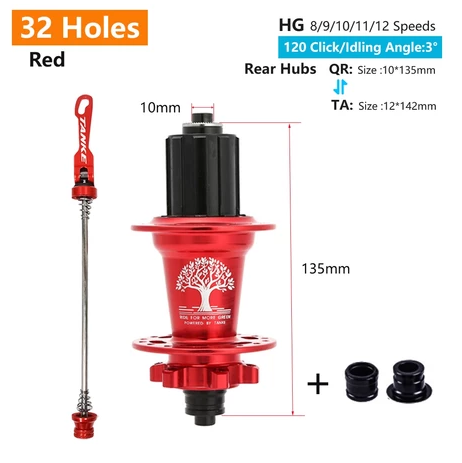 2025 New 120 Click TANKE Th390 MTB Hub, 6 Claw 6 Bearings, 32/36H, Disc Brake, 7-12 Speed, QR/142mm