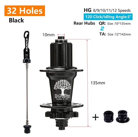 2025 New 120 Click TANKE Th390 MTB Hub, 6 Claw 6 Bearings, 32/36H, Disc Brake, 7-12 Speed, QR/142mm