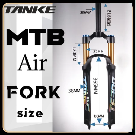 Horquilla de bicicleta de montaña TANKE de aleación de magnesio con suspensión neumática de 27,5/29 pulgadas, 32