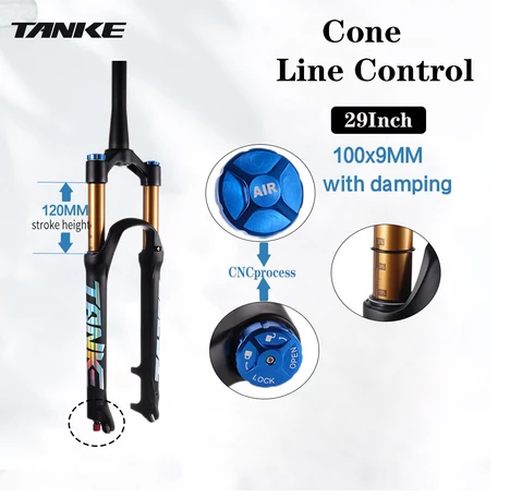 Horquilla de bicicleta de montaña TANKE de aleación de magnesio con suspensión neumática de 27,5/29 pulgadas, 32