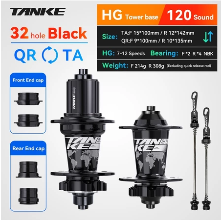 2025 New 120 Click TANKE Th390 MTB Hub, 6 Claw 6 Bearings, 32/36H, Disc Brake, 7-12 Speed, QR/142mm