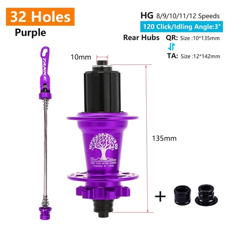 2025 New 120 Click TANKE Th390 MTB Hub, 6 Claw 6 Bearings, 32/36H, Disc Brake, 7-12 Speed, QR/142mm