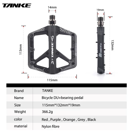 TANKE MTB Bike Nylon Pedal Erweitern Nicht-slip DU + 1 Lager Fahrrad Mountainbike Off-road Radfahren Zubehör universal BMX Platfor