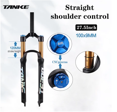 Horquilla de bicicleta de montaña TANKE de aleación de magnesio con suspensión neumática de 27,5/29 pulgadas, 32