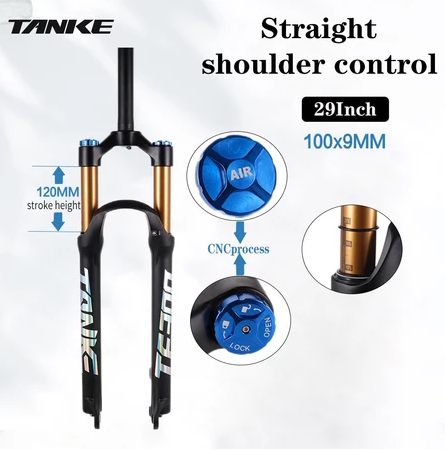 Horquilla de bicicleta de montaña TANKE de aleación de magnesio con suspensión neumática de 27,5/29 pulgadas, 32