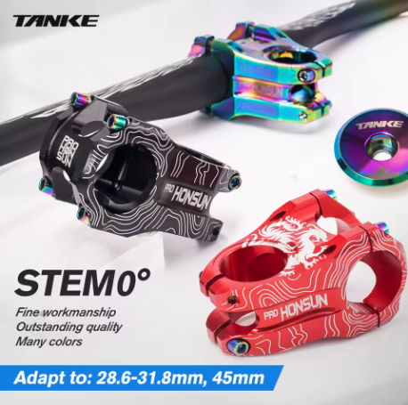 TANKE MTB Mountainbike-Vorbau, Aluminiumlegierung, ultraleicht, hochfest, kurz, 31,8 x 28,6 mm, Fahrrad-CNC-Vorbau, DH/AM/XC-Teile, Tabelle 565