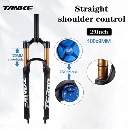 Horquilla de bicicleta de montaña TANKE de aleación de magnesio con suspensión neumática de 27,5/29 pulgadas, 32