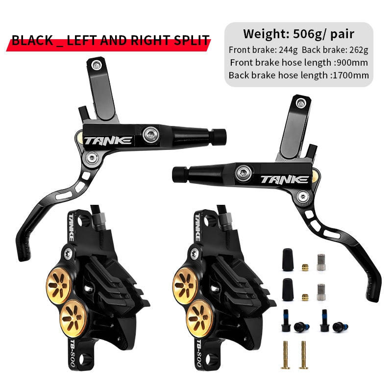 TANKE MTB 4 Piston Hydraulic Disc Brake 900/1700mm 4 Piston Resin Brake Pads Oil Pressure AM DH Road MTB Ultralight Disc Brake