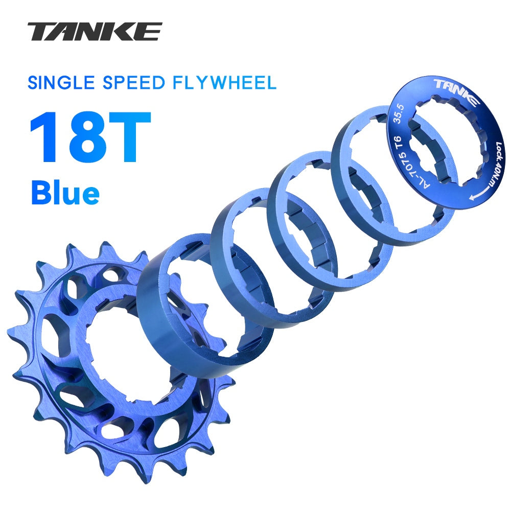 Kit de volante de inercia de una sola velocidad TANKE 18T, aluminio 7075 CNC, dientes de volante para bicicleta de montaña/carretera