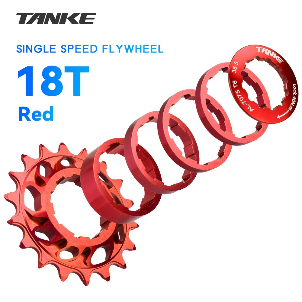 Kit de volante de inercia de una sola velocidad TANKE 18T, aluminio 7075 CNC, dientes de volante para bicicleta de montaña/carretera