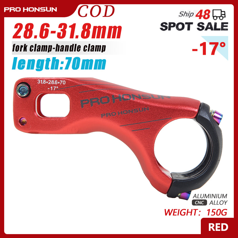 Potencia de bicicleta de montaña TANKE de aleación de aluminio CNC, 17 grados, 70 mm/90 mm, 31,8 x 28,6 mm, para XC, MTB, AM, manillar de bicicleta