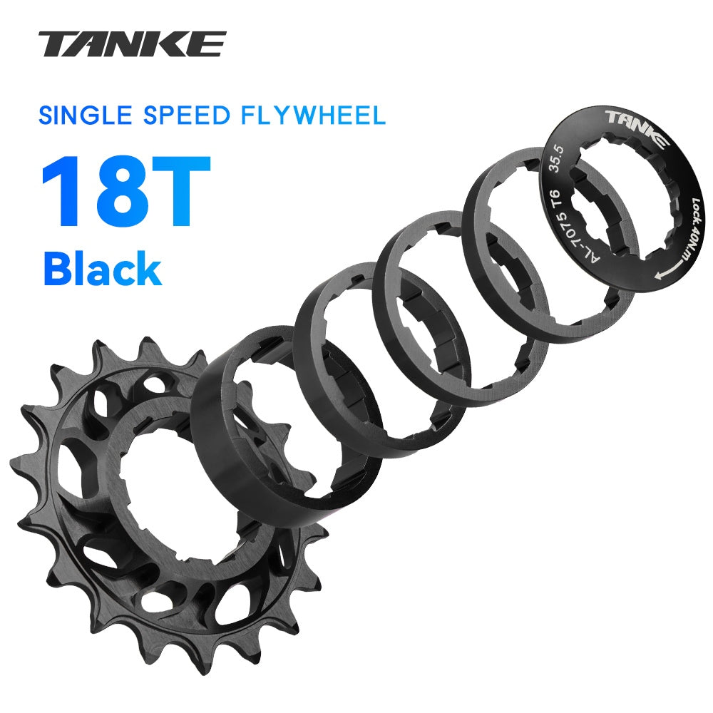 Kit de volante de inercia de una sola velocidad TANKE 18T, aluminio 7075 CNC, dientes de volante para bicicleta de montaña/carretera