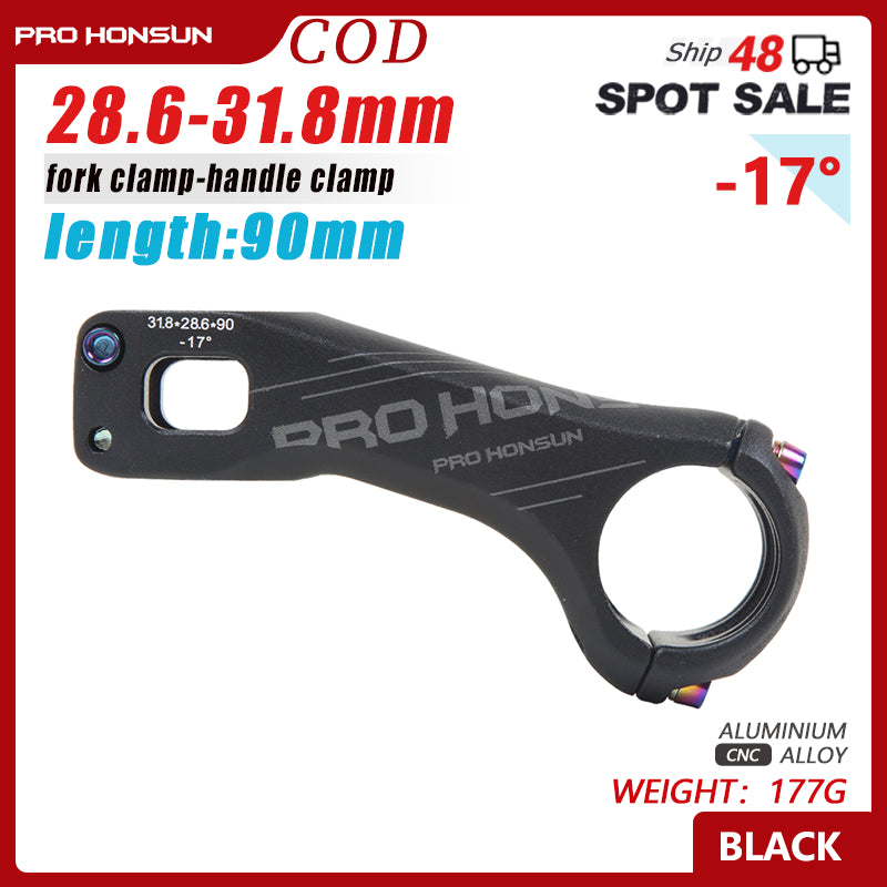 Potencia de bicicleta de montaña TANKE de aleación de aluminio CNC, 17 grados, 70 mm/90 mm, 31,8 x 28,6 mm, para XC, MTB, AM, manillar de bicicleta