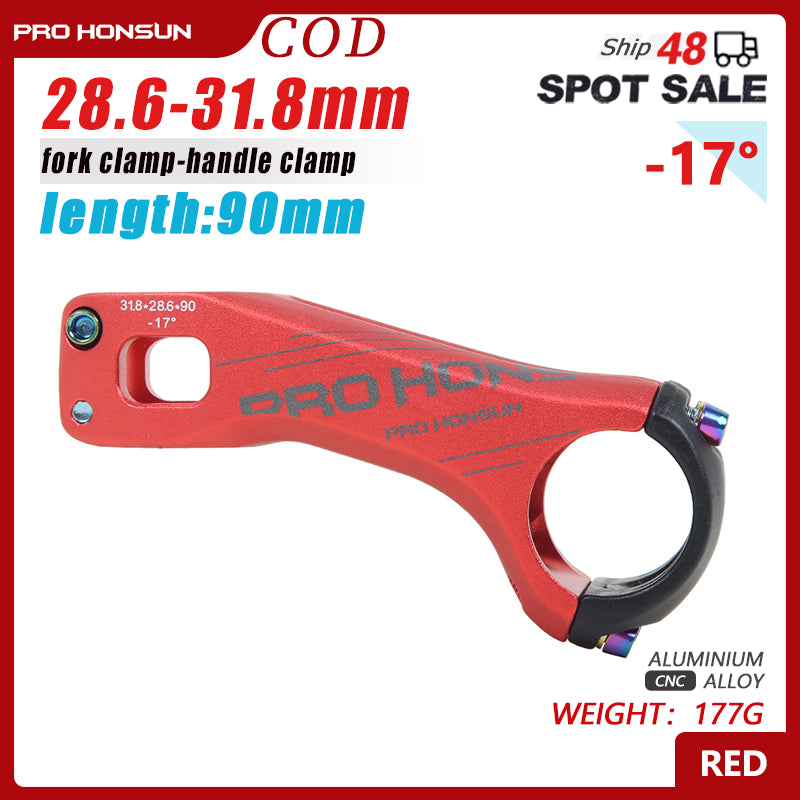 Potencia de bicicleta de montaña TANKE de aleación de aluminio CNC, 17 grados, 70 mm/90 mm, 31,8 x 28,6 mm, para XC, MTB, AM, manillar de bicicleta