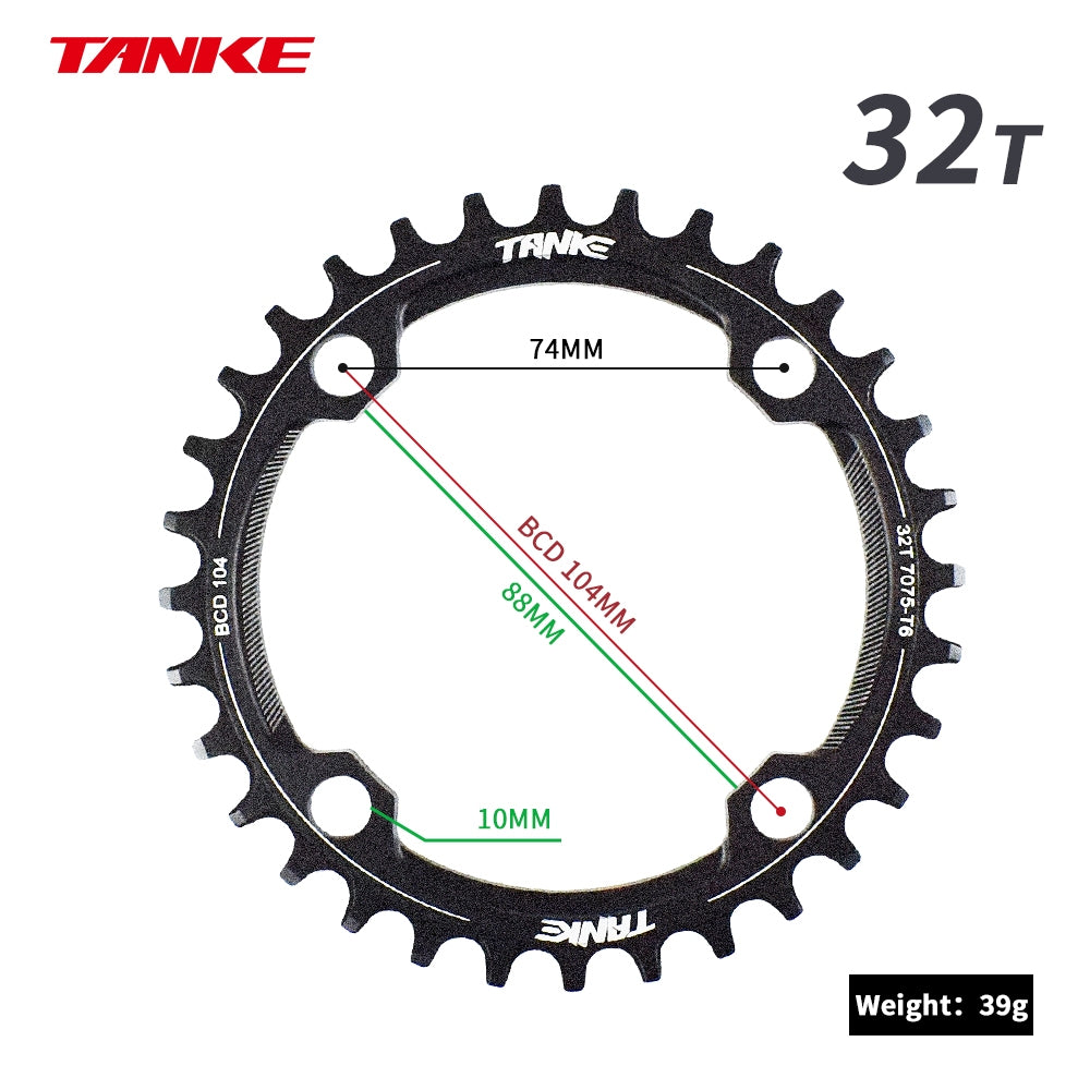 TANKE MTB Kettenblatt Rund Schmal Breit Ultraleicht Mountainbike 32-44T Kurbelgarnitur Zahn Einzelscheibe