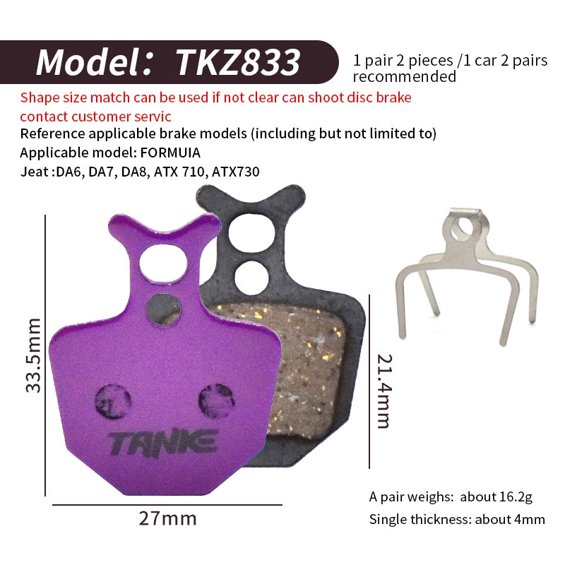 TANKE MTB Half Metal Bicycle Brake Pads