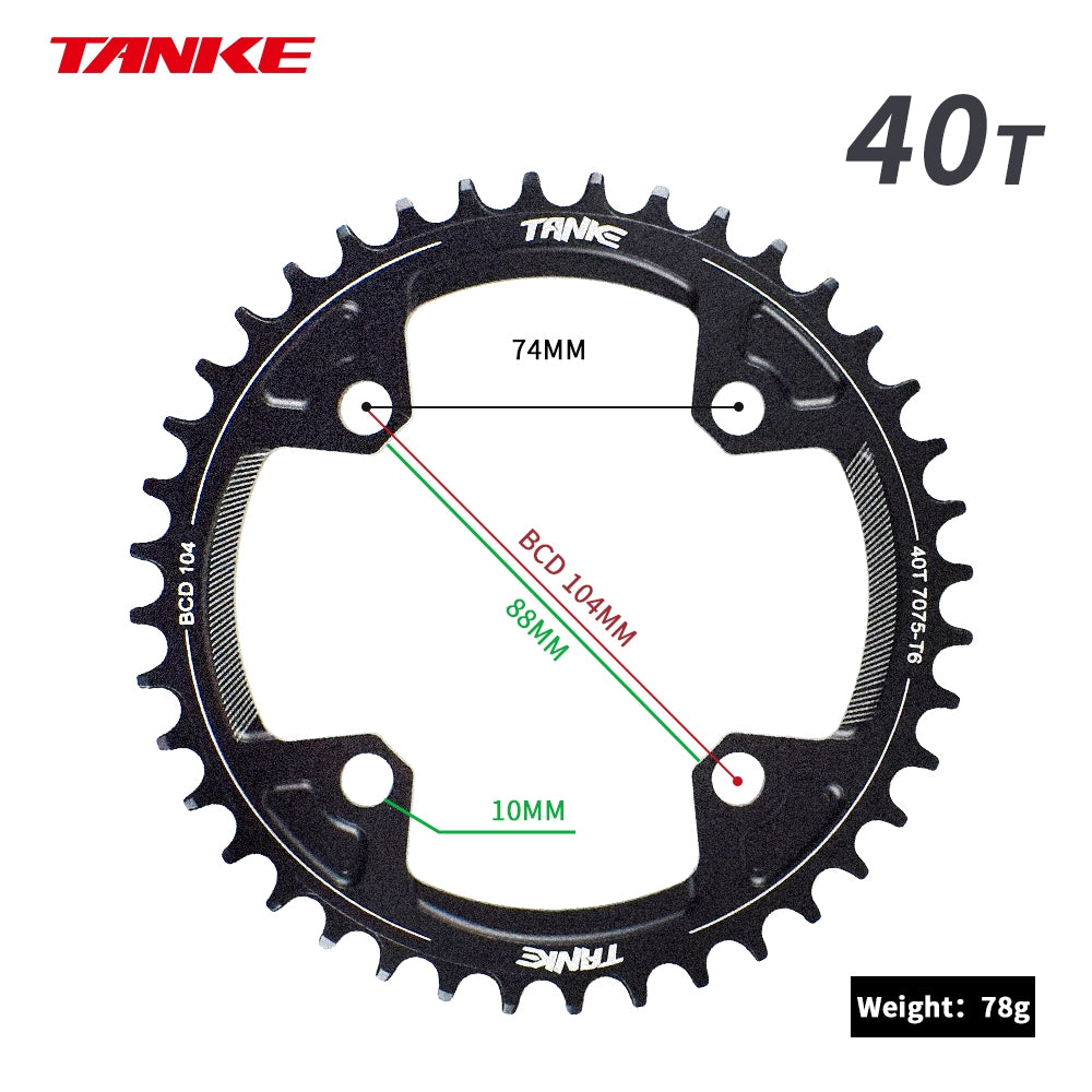 TANKE MTB Kettenblatt Rund Schmal Breit Ultraleicht Mountainbike 32-44T Kurbelgarnitur Zahn Einzelscheibe