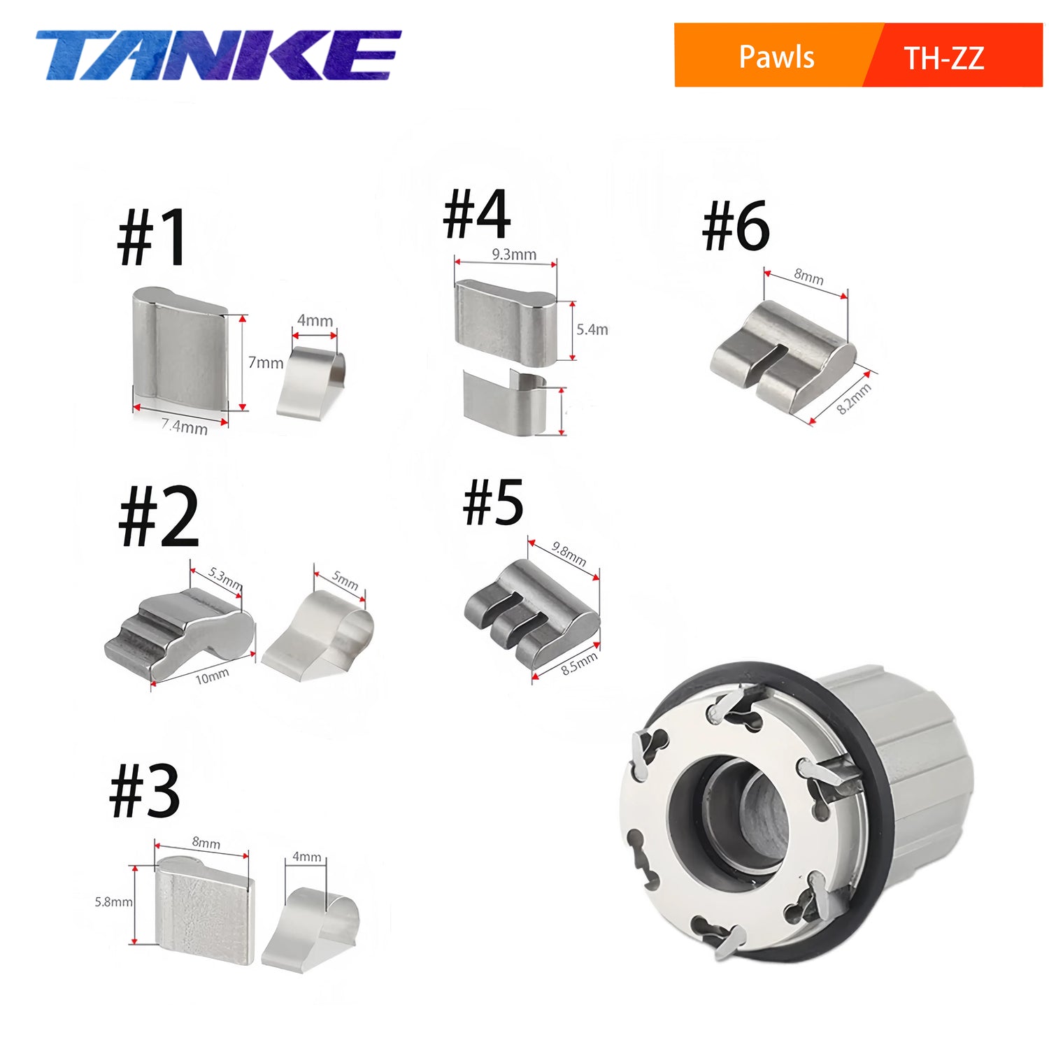 Trinquetes de buje de bicicleta TANKE 3/6P, garra de resorte de buje libre universal, bujes de cassette de acero inoxidable para MTB/carretera