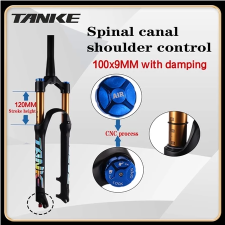 Horquilla de bicicleta de montaña TANKE de aleación de magnesio con suspensión neumática de 27,5/29 pulgadas, 32