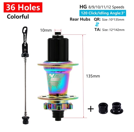 2025 New 120 Click TANKE Th390 MTB Hub, 6 Claw 6 Bearings, 32/36H, Disc Brake, 7-12 Speed, QR/142mm