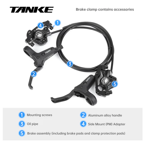 Freno de disco hidráulico para bicicleta de montaña TANKE TB500, rotor de 160 mm, pinza de aceite, placa delantera y trasera, abrazadera para bicicleta de montaña, piezas CNC, frenos hidráulicos para MTB
