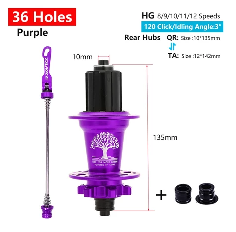 2025 New 120 Click TANKE Th390 MTB Hub, 6 Claw 6 Bearings, 32/36H, Disc Brake, 7-12 Speed, QR/142mm