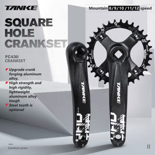 Platos y bielas TANKE de 170 mm para bicicleta, platos y bielas integrados huecos de 44T, 42T, 40T, 38T, 36T, 34T y 32T, con corona estrecha y ancha de 104 BCD y orificio cuadrado para bicicleta de montaña.