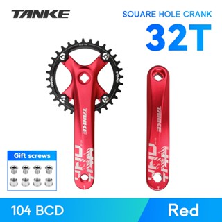 Platos y bielas TANKE de 170 mm para bicicleta, platos y bielas integrados huecos de 44T, 42T, 40T, 38T, 36T, 34T y 32T, con corona estrecha y ancha de 104 BCD y orificio cuadrado para bicicleta de montaña.