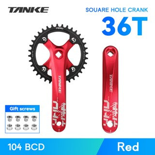Platos y bielas TANKE de 170 mm para bicicleta, platos y bielas integrados huecos de 44T, 42T, 40T, 38T, 36T, 34T y 32T, con corona estrecha y ancha de 104 BCD y orificio cuadrado para bicicleta de montaña.