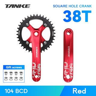 Platos y bielas TANKE de 170 mm para bicicleta, platos y bielas integrados huecos de 44T, 42T, 40T, 38T, 36T, 34T y 32T, con corona estrecha y ancha de 104 BCD y orificio cuadrado para bicicleta de montaña.