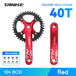 Platos y bielas TANKE de 170 mm para bicicleta, platos y bielas integrados huecos de 44T, 42T, 40T, 38T, 36T, 34T y 32T, con corona estrecha y ancha de 104 BCD y orificio cuadrado para bicicleta de montaña.