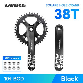 Platos y bielas TANKE de 170 mm para bicicleta, platos y bielas integrados huecos de 44T, 42T, 40T, 38T, 36T, 34T y 32T, con corona estrecha y ancha de 104 BCD y orificio cuadrado para bicicleta de montaña.