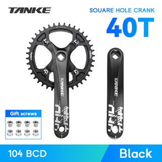 Platos y bielas TANKE de 170 mm para bicicleta, platos y bielas integrados huecos de 44T, 42T, 40T, 38T, 36T, 34T y 32T, con corona estrecha y ancha de 104 BCD y orificio cuadrado para bicicleta de montaña.