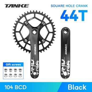Platos y bielas TANKE de 170 mm para bicicleta, platos y bielas integrados huecos de 44T, 42T, 40T, 38T, 36T, 34T y 32T, con corona estrecha y ancha de 104 BCD y orificio cuadrado para bicicleta de montaña.