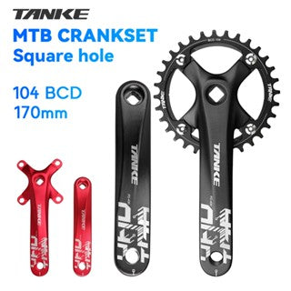 Platos y bielas TANKE de 170 mm para bicicleta, platos y bielas integrados huecos de 44T, 42T, 40T, 38T, 36T, 34T y 32T, con corona estrecha y ancha de 104 BCD y orificio cuadrado para bicicleta de montaña.