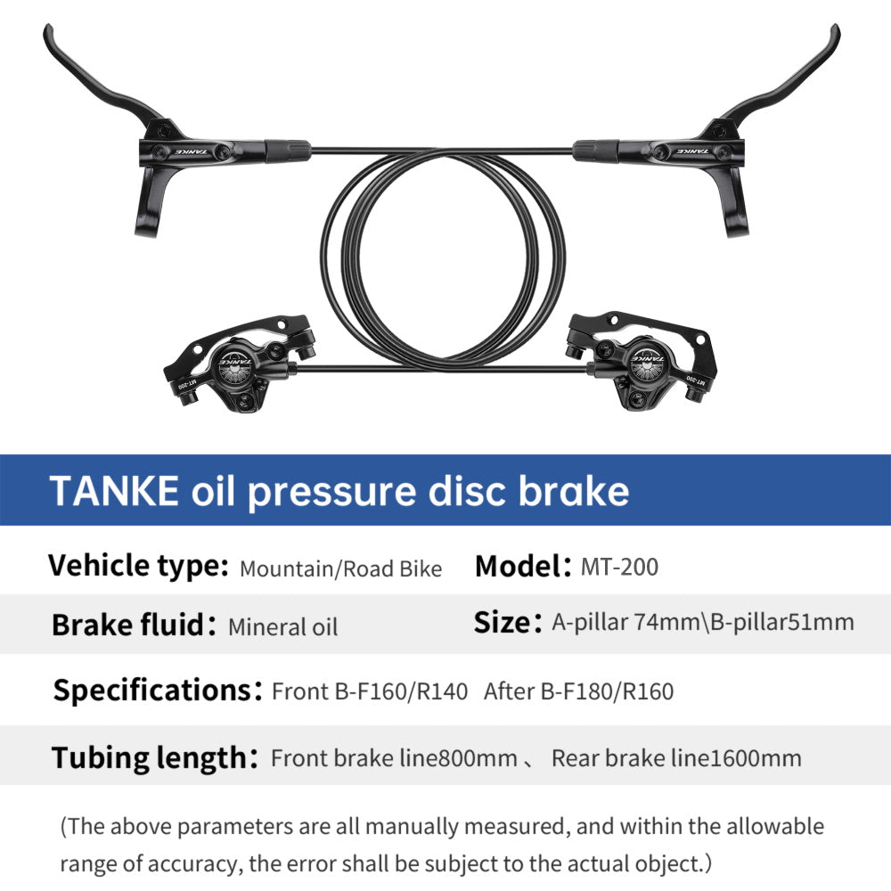 Frenos hidráulicos TANKE MT200 Freno MTB Freno de disco hidráulico 800/1450 mm Frenos de abrazadera de montaña