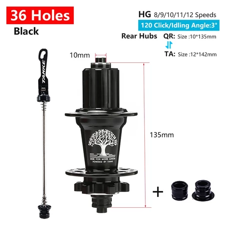 2025 New 120 Click TANKE Th390 MTB Hub, 6 Claw 6 Bearings, 32/36H, Disc Brake, 7-12 Speed, QR/142mm