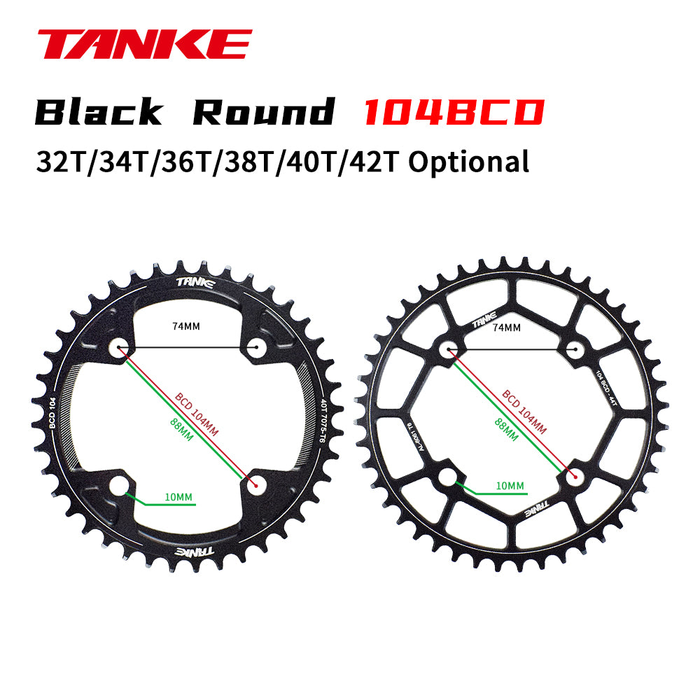 TANKE MTB Chainring Round Narrow Wide Ultralight Mountain Bike 32-44T Crankset Tooth Single Disc
