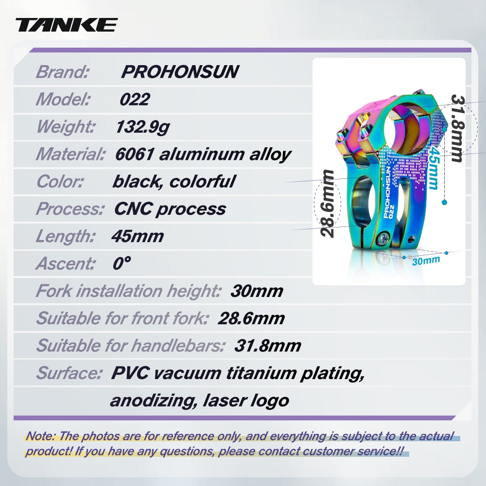 Potencia para bicicleta de carretera TANKE-MTB, piezas de aleación de aluminio CNC, manillar corto de alta resistencia, 022 XC AM, 25,4 mm, 28,6 mm, 31,8 mm con tapa 