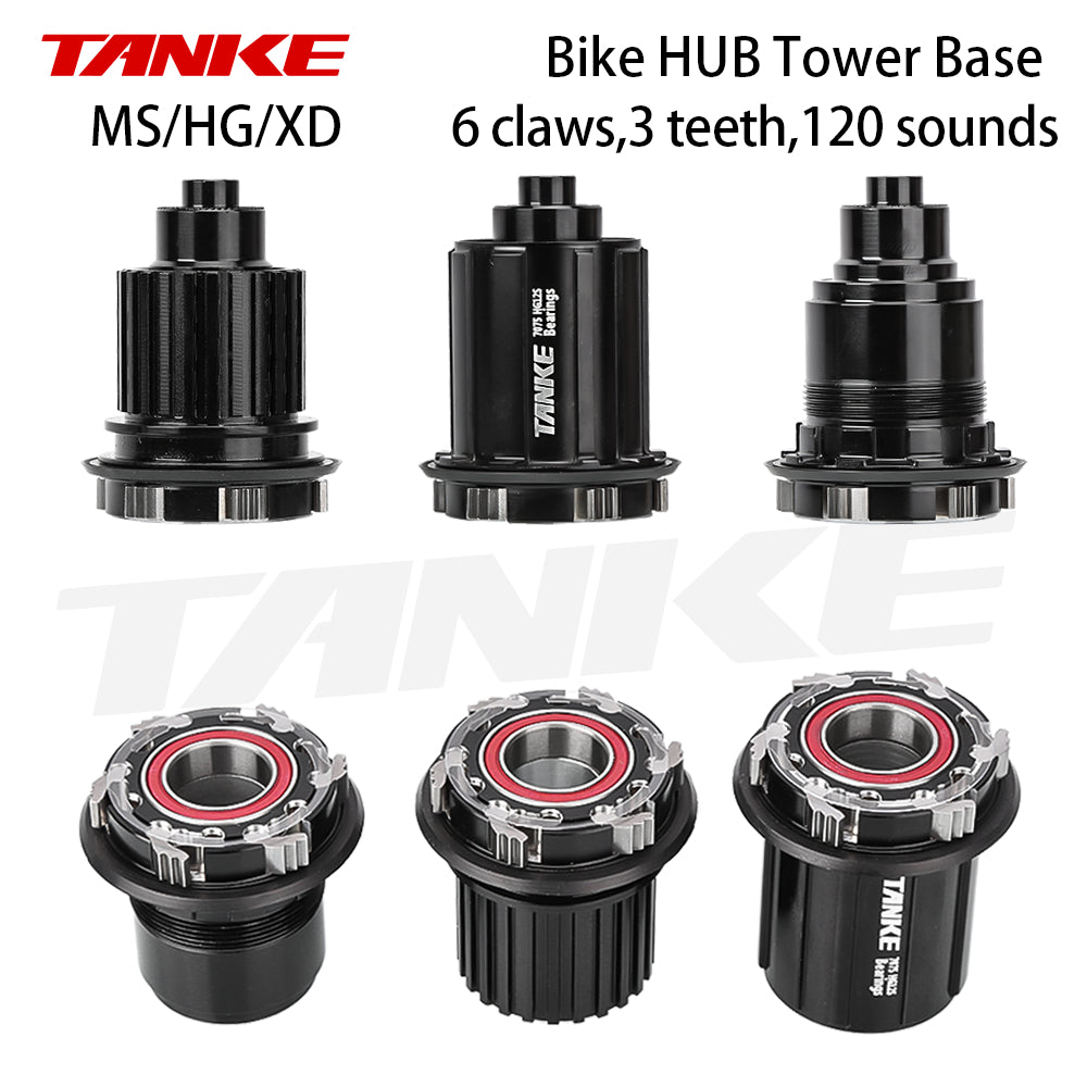 TANKE MTB wheel drive 6-jaw XD/HG/MS, 135QR/142 through shaft cover 12mm bearing tower base