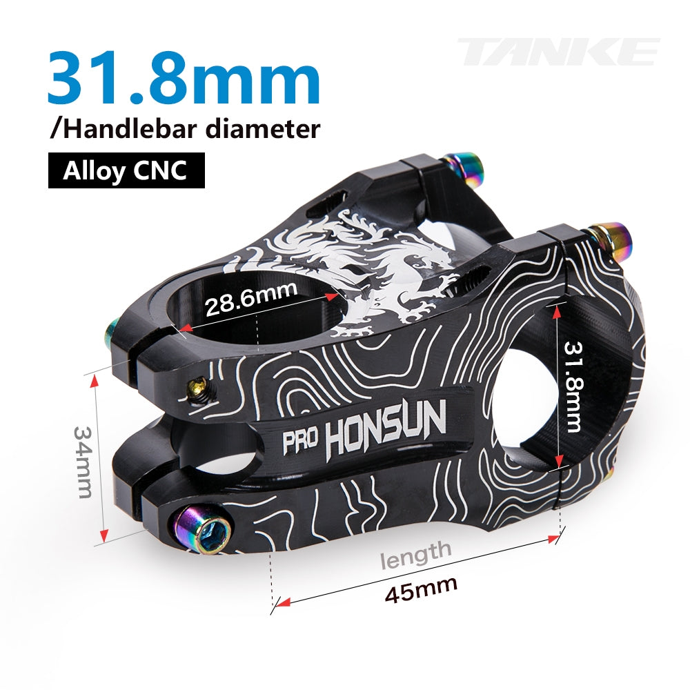 TANKE MTB Mountainbike-Vorbau, Aluminiumlegierung, ultraleicht, hochfest, kurz, 31,8 x 28,6 mm, Fahrrad-CNC-Vorbau, DH/AM/XC-Teile, Tabelle 565 