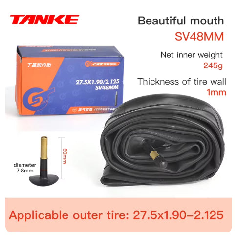 TANKE Fahrradschlauch 26 27,5 29 Zoll MTB-Fahrradreifen SV48mm Schrader-Ventil Superleichte Antioxidations-Fahrradteile 