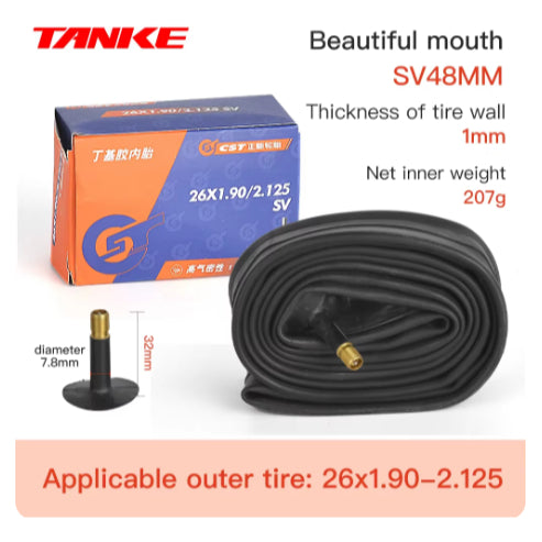 TANKE Fahrradschlauch 26 27,5 29 Zoll MTB-Fahrradreifen SV48mm Schrader-Ventil Superleichte Antioxidations-Fahrradteile 