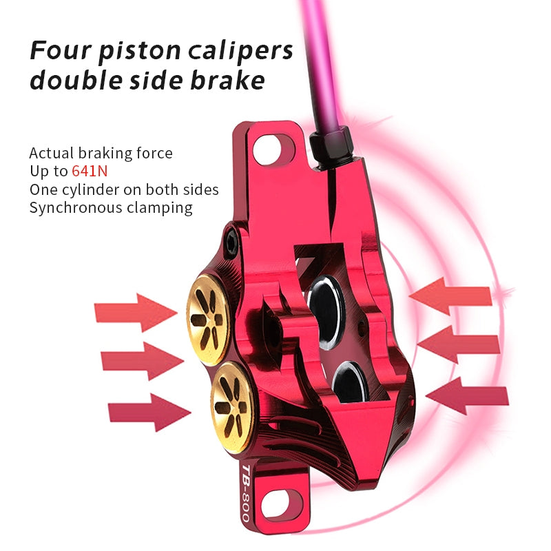 TANKE MTB 4 Piston Hydraulic Disc Brake 900/1700mm 4 Piston Resin Brake Pads Oil Pressure AM DH Road MTB Ultralight Disc Brake