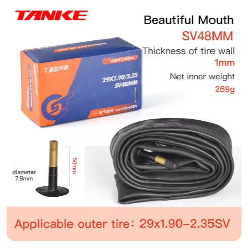 TANKE Fahrradschlauch 26 27,5 29 Zoll MTB-Fahrradreifen SV48mm Schrader-Ventil Superleichte Antioxidations-Fahrradteile 