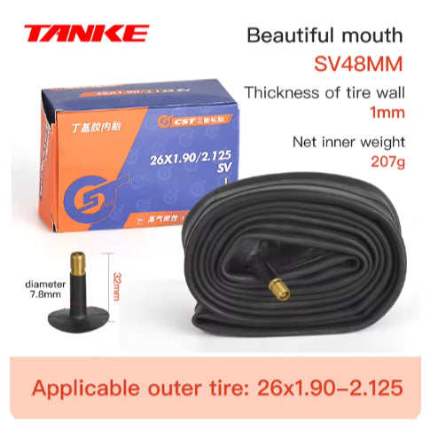 TANKE Fahrradschlauch 26 27,5 29 Zoll MTB-Fahrradreifen SV48mm Schrader-Ventil Superleichte Antioxidations-Fahrradteile 